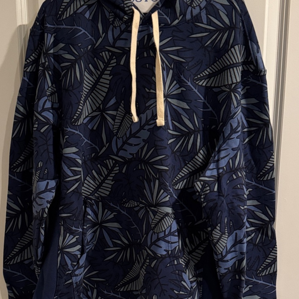 Life Is Good Blue Leaf Print Hoodie